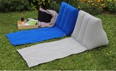Blauwe loungemat met opblaasbaar rugkussen - Strandbed met rugleuning - Ligstoel strand comfortabel ligtgewicht - draagbare tuinstoel strandstoel ligbed zonnebed - 50x140 cm