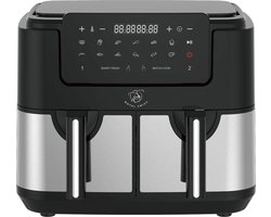 Royal Swiss® Dubbele Airfryer Heteluchtfriteuse 9L – 2600W – 8 Programma’s – Touchscreen – Gezond Koken met 80% Minder Vet