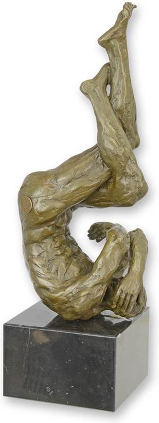 Bronzen beeld - sculptuur - naakte man - modern - 35,6 cm hoog