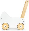 Houten poppenwagen - duwer walker voor poppen - 23,5x39x41cm - wit