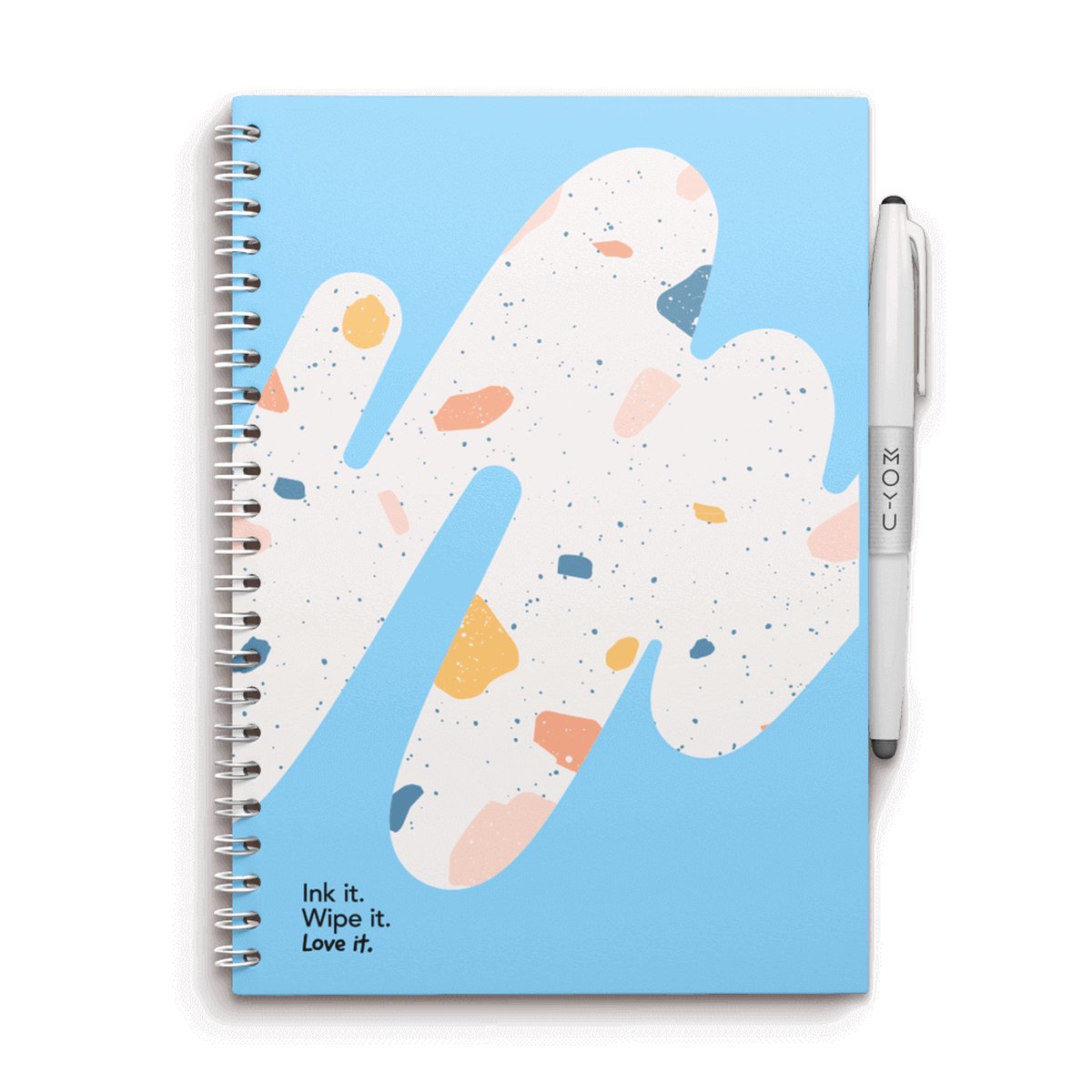 MOYU - Rocky Ice Notebook - Uitwisbaar Notitieboek A5 Hardcover - Multifunctionele pagina’s - Inclusief uitwisbare pen, houder en wisdoekje