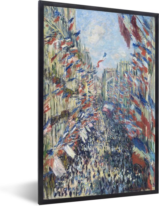 Fotolijst incl. Poster - De Rue Montorgueil in Parijs - Schilderij van Claude Monet - 40x60 cm - Posterlijst
