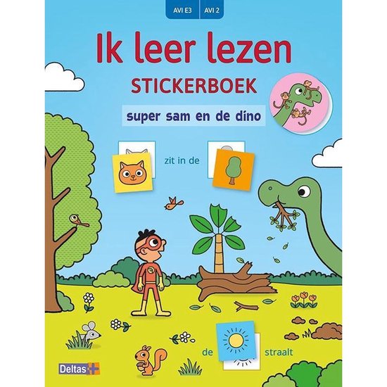 Ik leer lezen stickerboek - Super Sam en de dino - cover