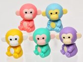 Iwako Colorz puzzel gummen aapjes set - 5-delig