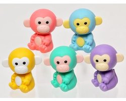 foto van Iwako Colorz puzzel gummen aapjes set - 5-delig