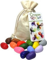Crayon Rocks - crayons de cire écologiques non toxiques, poignée de stylo stimulante - 16 couleurs dans un sac en coton