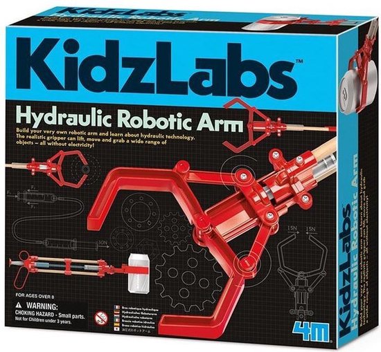 4M Kidzlabs: BRAS HYDRAULIQUE 38cm (assemblé), instructions détaillées incluses, boîte 24x22x6cm, 5+