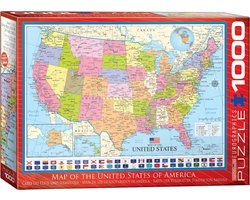 Eurographics - Kaart van de V.S. (Map of the USA) - 1000 stukjes 68×48cm (b×h) - Legpuzzel