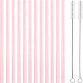 Fako Bijoux® - Siliconen Rietjes Pastel - 10 Herbruikbare Rietjes - 23 cm - Duurzaam en Hygiënisch - 2 Schoonmaakborstels - Roze