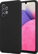 LuxeBass Siliconen hoesje geschikt voor Samsung Galaxy A33 5G - Zwart - telefoonhoes - gsm hoes - telefoonhoesje