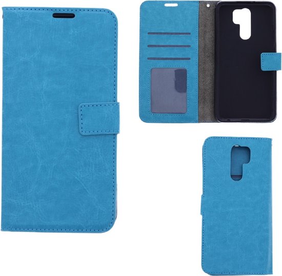 Etui LuxeBass adapté pour Xiaomi Redmi 9 - Etui livre avec fentes pour cartes - Etui turquoise pour téléphone portable - Etui pour téléphone - Etuis pour téléphone