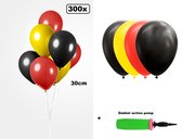 300x Ballon de Luxe noir/jaune/rouge 30cm + pompe double action - biodégradable - Belgique Allemagne Oktoberfest Festival party anniversaire pays hélium air thème