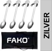 Fako Bijoux® - Theelepel / Koffielepel Hangende Hond - Zilver - 4 Stuks