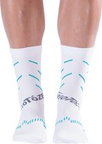 veloToze Cycling Sock - Active Compression White/Blue - Large/XL - Sokken