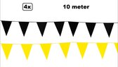 4x vlaggenlijn zwart en geel 10 meter - Festival thema feest party verjaardag gala jubileum