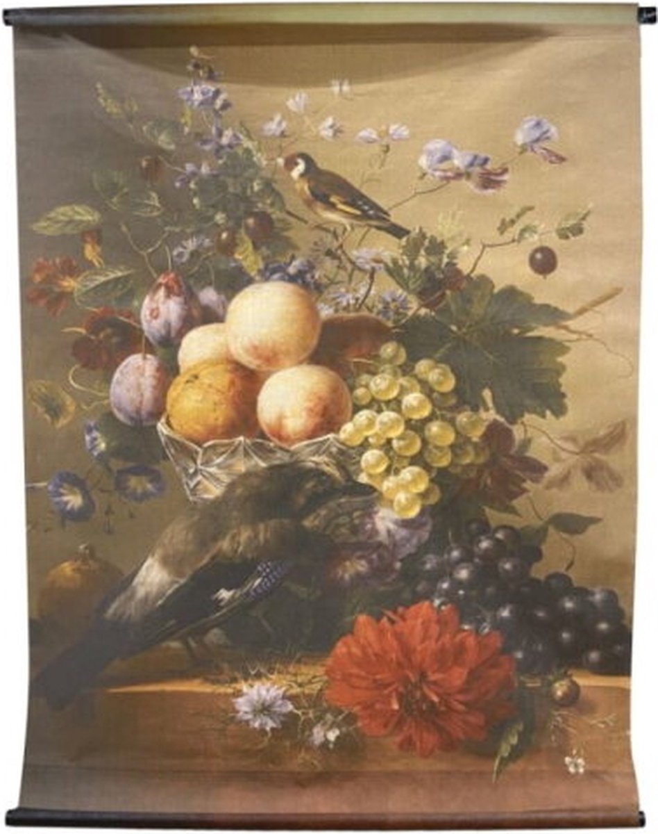 Meubelplaats Wall art fruit met bloemen 117x147 cm | Meubelplaats multi