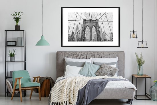 Cadre photo avec affiche - Bridge de Brooklyn - Pont - Architecture - Bâtiment - 120x80 cm - Cadre pour affiche