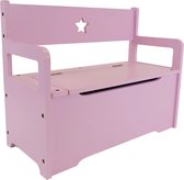 Bandits & Angels houten speelgoedkist - opbergbankje retro roze - zithoogte 24 cm - Maat 60 x 27 x 47 cm (lxbxh)
