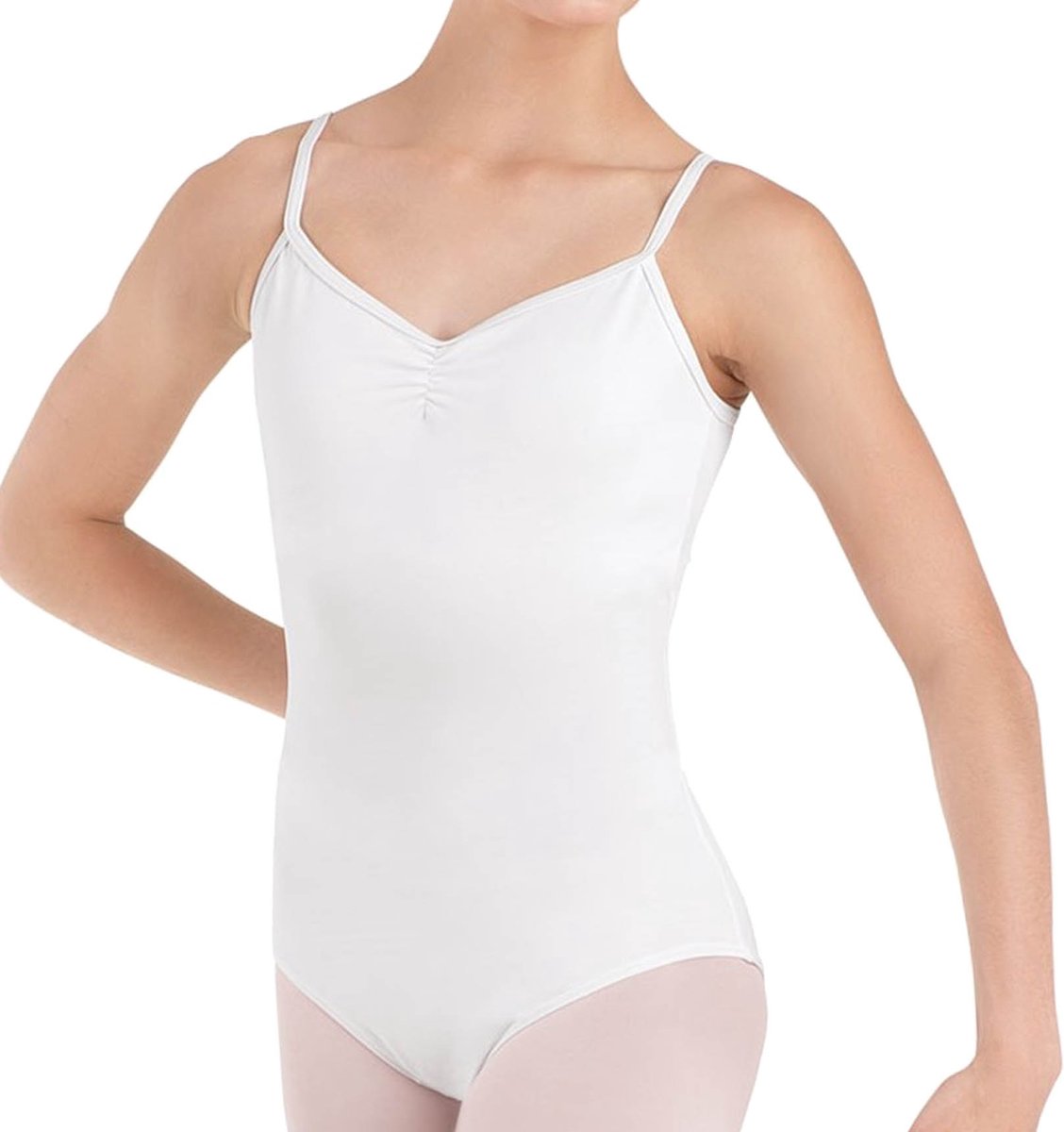 Dancer Dancewear® Klassiek balletpakje | Wit | "Odette" | Meisje | Met spaghettibandjes | Maat 110/116 | 6 Jaar