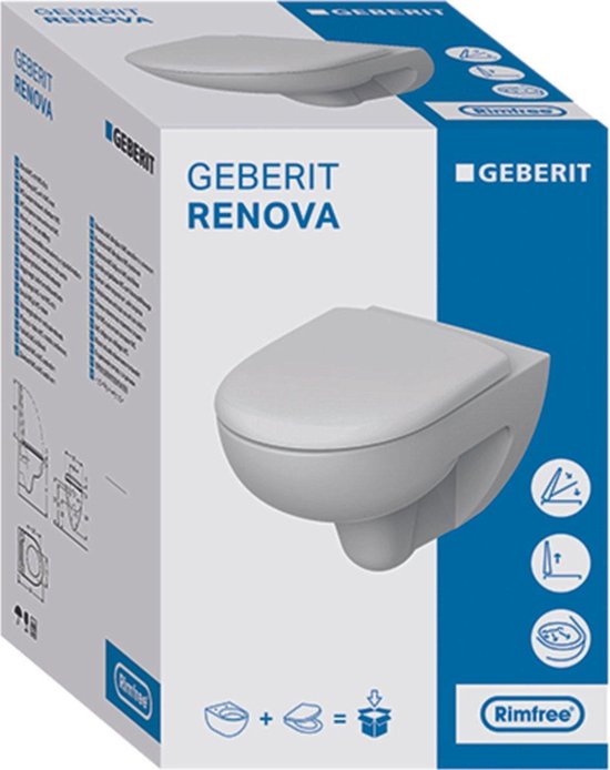 Pack WC suspendu Geberit Renova à fermeture amortie sans rebord | bol