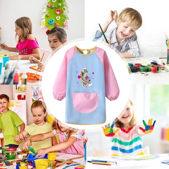 Tablier de Peinture Portable pour Enfants Léger Motif Palettes d'Outils Doux Manches Longues A Tablier de Peinture Portable pour Enfants Léger Motif Palettes d'Outils Doux Manches Longues A