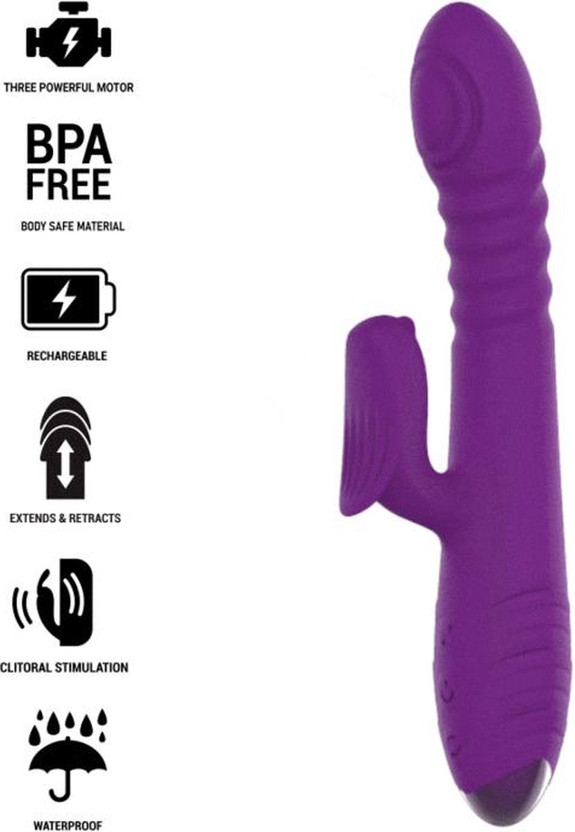 INTENSE FUN | Intense - Iggy Multifunction Rechargeable Vibrator Up and Down With Clitoral Stimulator Purple