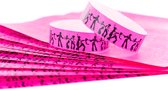 Partyband - Tyvek Wristbands Black Printed - 200 pièces - Neon Rose