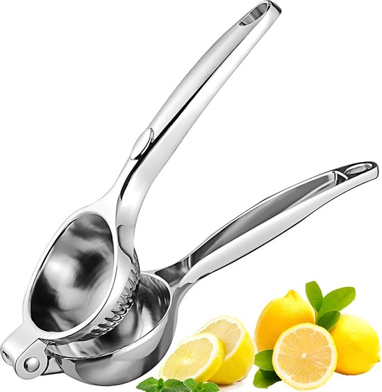 HI NATURE™ Robuuste Kwaliteit Citroenpers | Limoenpers - Handmatige Citroenpers - Lemon squeezer - Citrusknijper - Fruitpers - Sinaasappelpers | Zilver