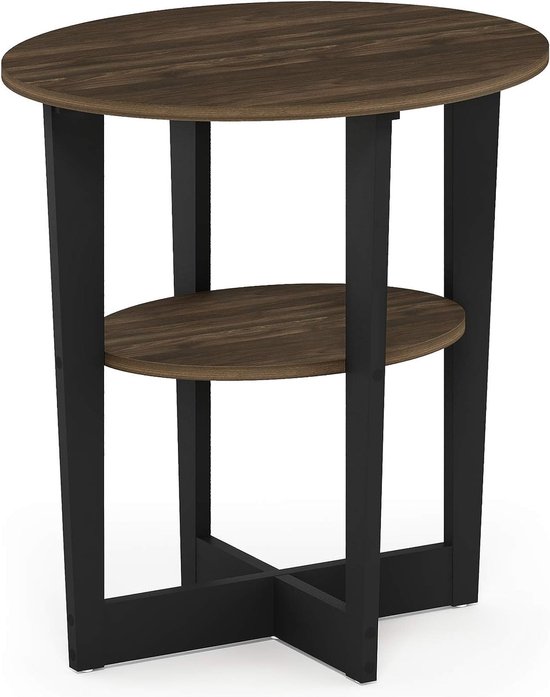 Jaya ovale bijzettafel, hout, Columbia walnoot/zwart, 1pack bol
