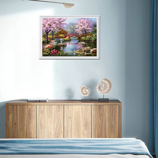 QENSPE Diamond Painting Japanse Architectuur – 5D-set Met Kristalstenen, 30x40 Cm, Voor Thuisdecoratie