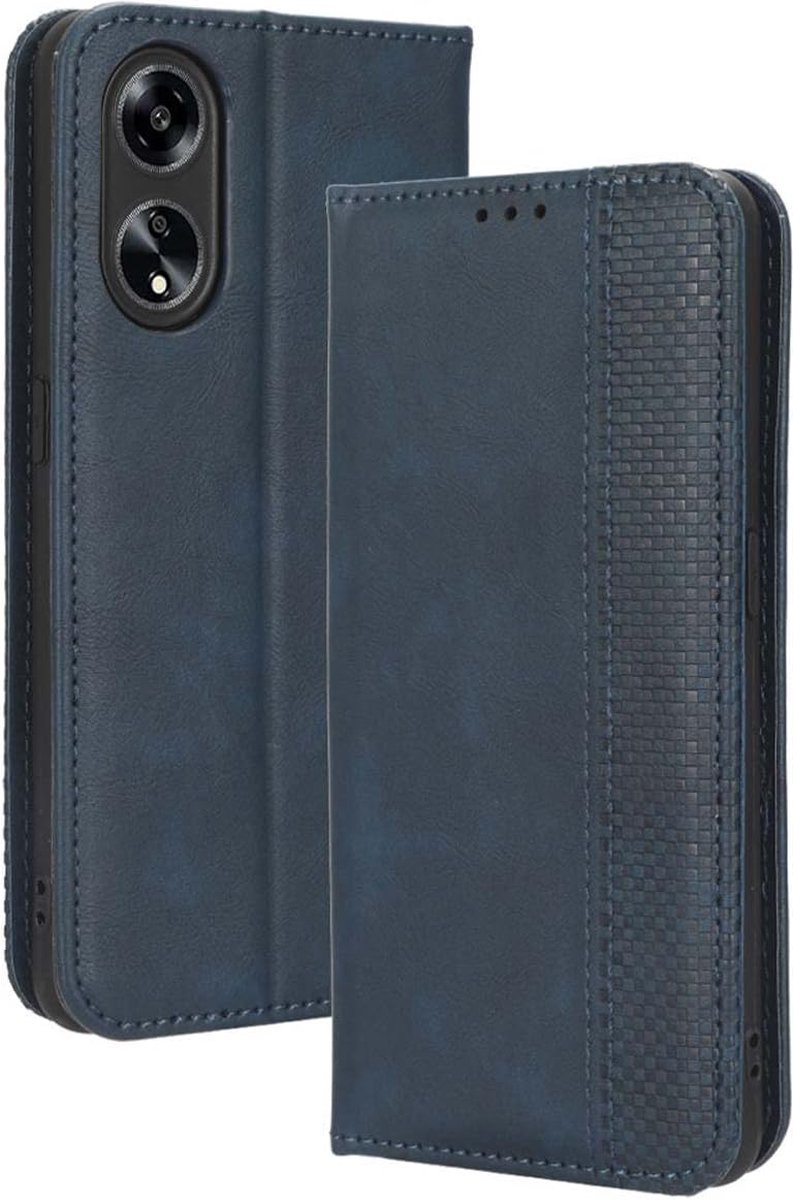 Geschikt voor Oppo A98 5G Lederen flip portemonnee hoesje - Blauw