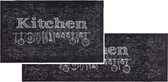 Keukenmat Antislip tapijt voor woonkamer, deurmat, voor binnen keukenloper, keuken, loper, hal, vuilvangmat, wasbaar, set van 2 66 x 110 en 50 x 150 cm, Kitchen