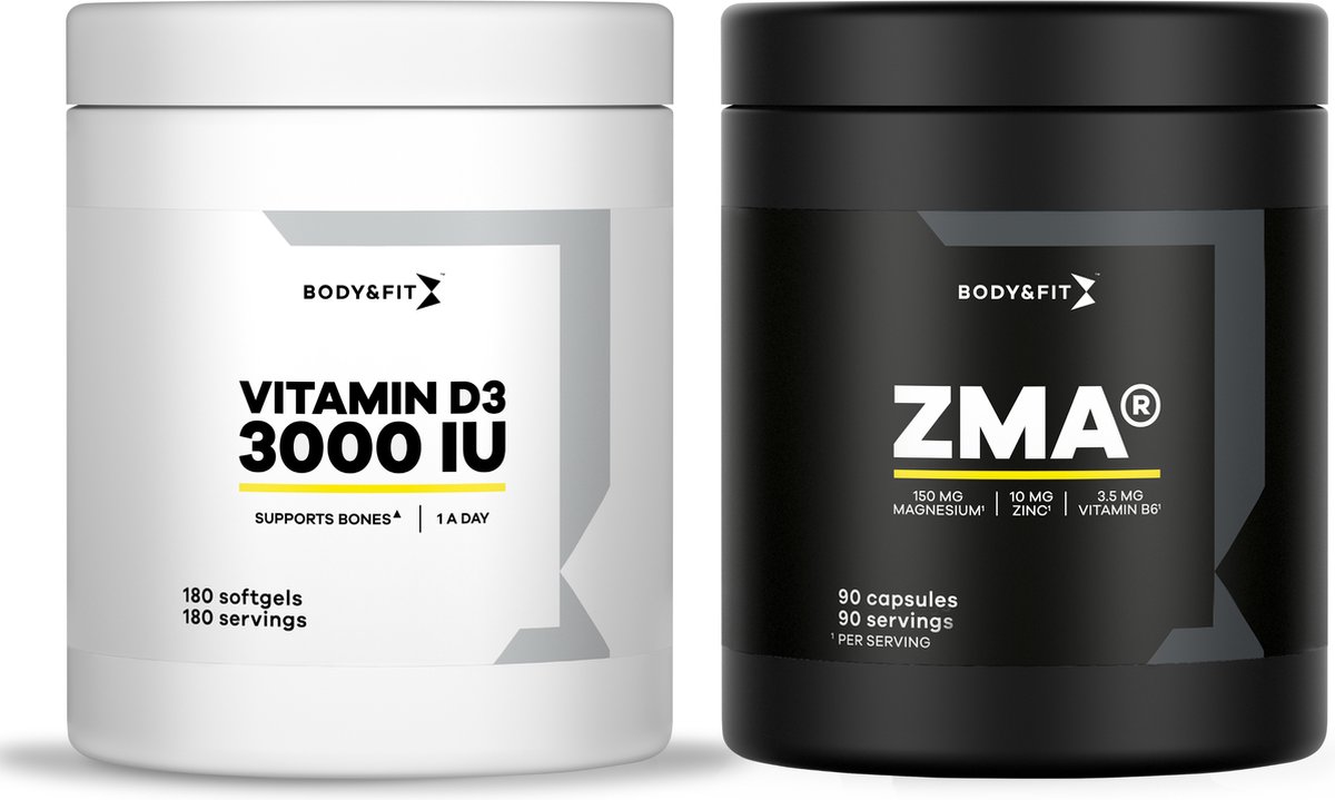 Goedkoopste Body & Fit Vitamine D3 & ZMA - Multivitamine - Voedingssupplement - Vitaminen en Mineralen - 180 Capsules