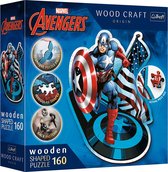 Trefl Trefl - Puzzles - 160 Wooden Shaped Puzzles" - Fearless Capitan America / Disney Marvel Heroes_FSC Mix 70%"
