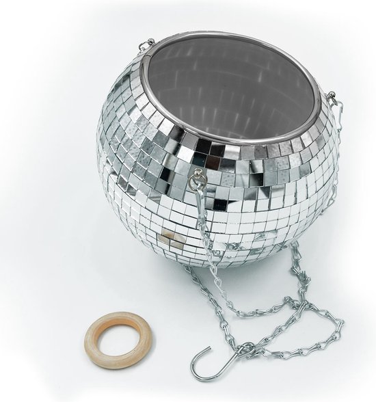 MikaMax Funky Disco Plantenpot - Spiegeldiscobal 13x18x20 cm - Ophangoog & Staand - Inclusief Ketting & Extra Spiegeltjes - Voor Binnen & Buiten