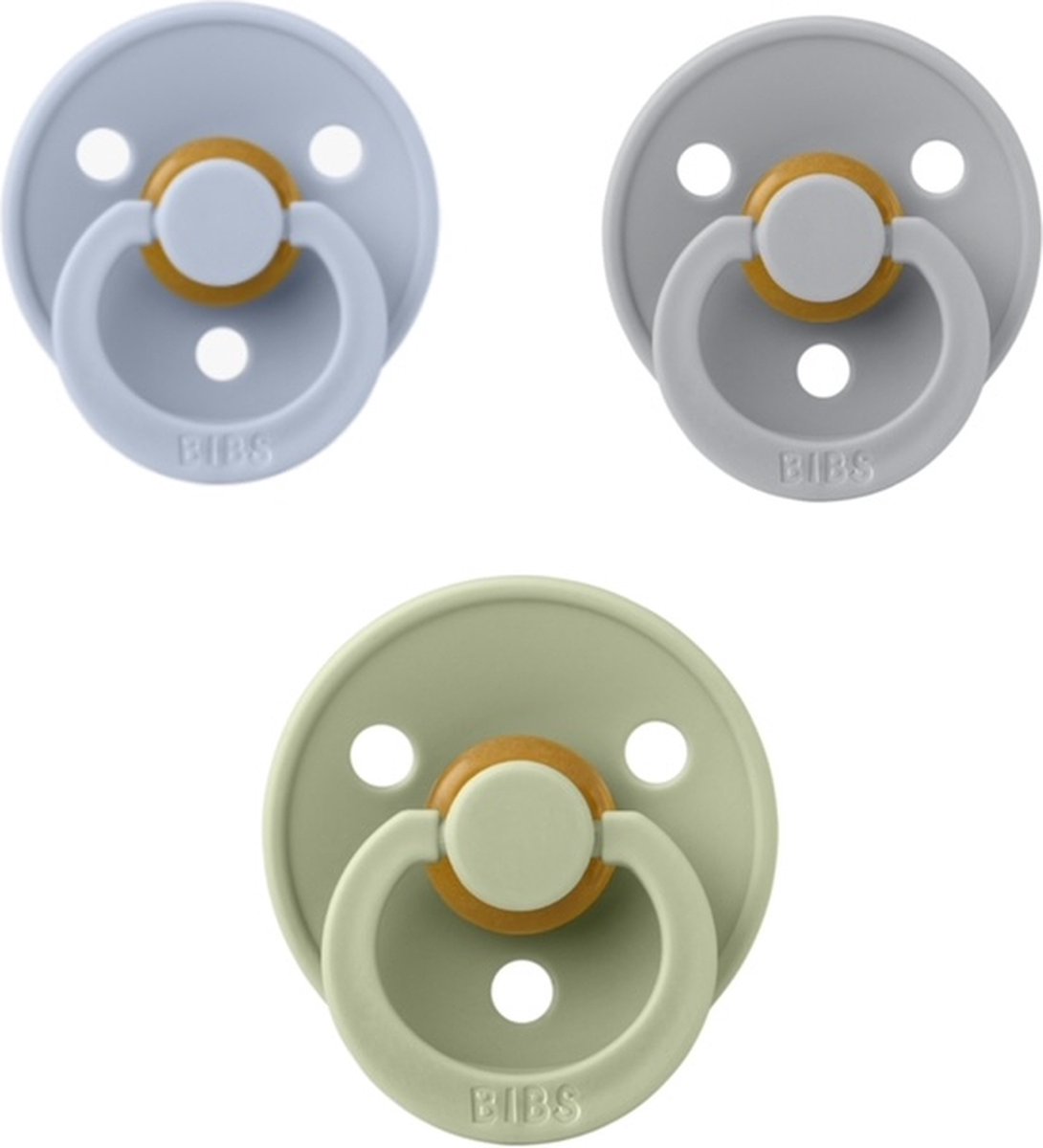 Goedkoopste Bibs fopspeen 0-6 maand set 3 stuks Dusty Blue,Sage en Cloud maat 1