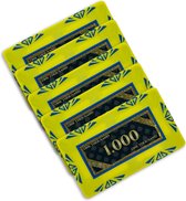 Diamond poker plaque - poker chip - poker - plakkaat - waarde 1000 (5 stuks) - geel