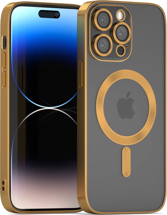 Coverzs telefoonhoesje geschikt voor Apple iPhone 13 Pro Max Magneet hoesje met camera cover - magnetisch hoesje - goud