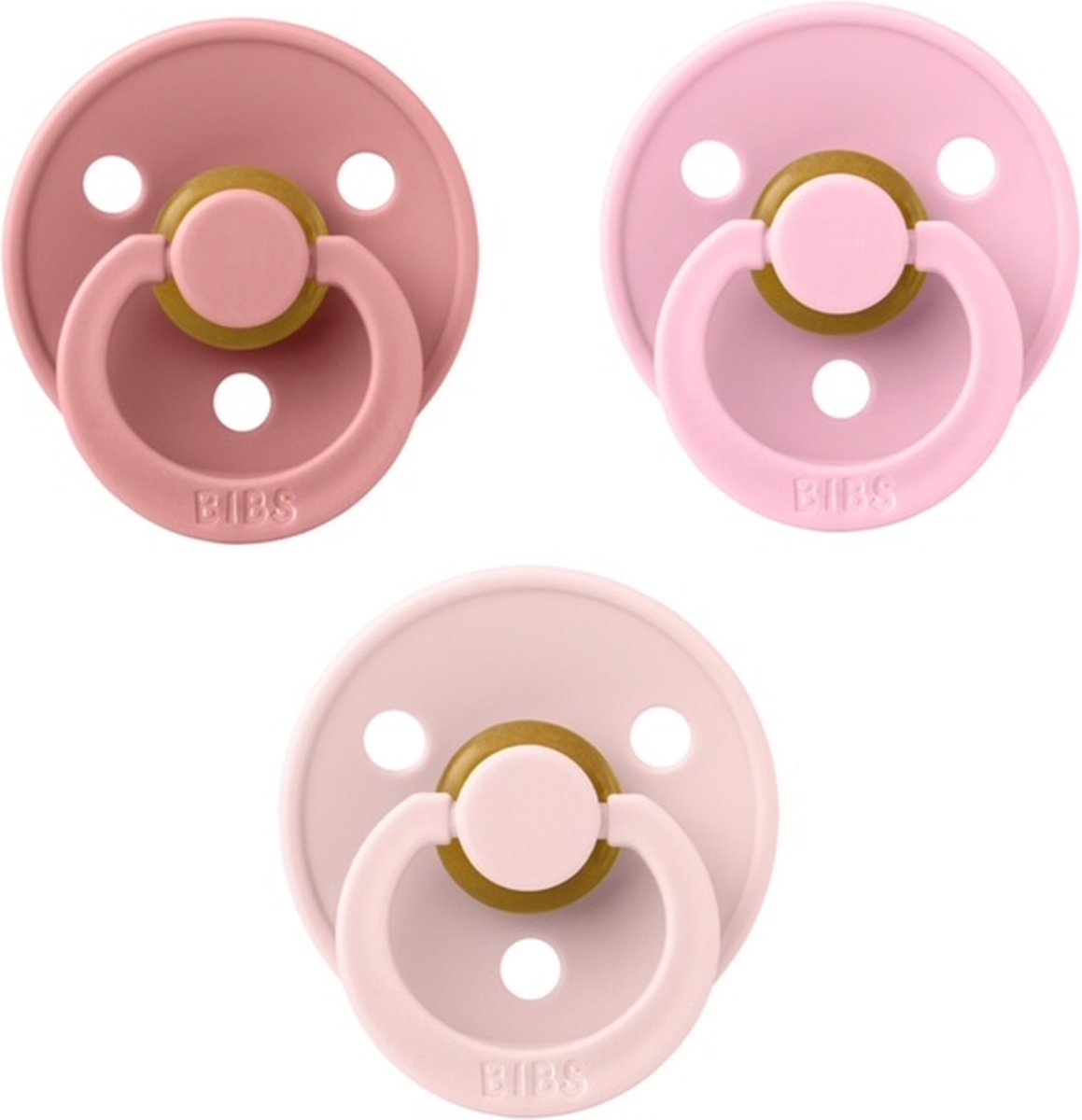 Goedkoopste Bibs fopspeen 6-18 maand set 3 stuks Dusty Pink,Blossom en Baby Pink maat 2