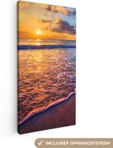 Canvas - Zee - Strand - Horizon - Zon - Schilderijen op canvas - Canvas zee - Canvas doek - 20x40 cm - Muurdecoratie - Slaapkamer