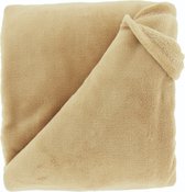 Unique Living Plaid Justin - Zachte Fleece Woondeken - Latte 150x200cm
