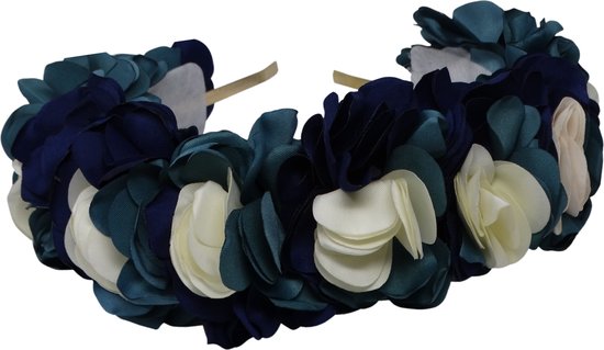 Jessidress® Stijlvolle Diademen Haarbloemen Dames Hoofdband Luxe Haar diadeem met bloemen Haarband Bruids - Donker Blauw