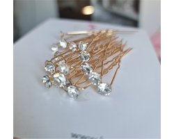 Haar in Stijl® Lulu Serie - set van 20 kristallen haarpinnen - haaraccessoires voor feest bruiloft verloving bruidsmode diamant crystal brilliant Gouden pinnen