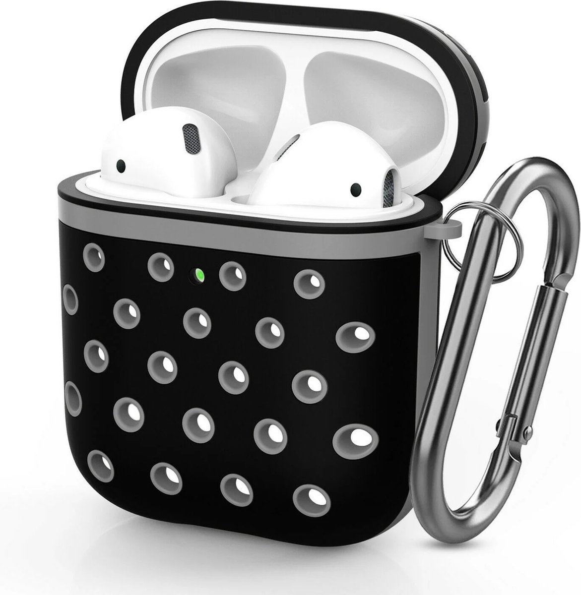 Shieldcase Case - beschermhoes geschikt voor Airpods 2 silicone case - case geschikt voor Airpods 2 hoesje - optimale bescherming - zwart/grijs