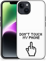 Hoesje Geschikt voor iPhone 15 Leuk TPU Back Case met Zwarte rand Finger Don't Touch My Phone