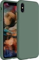 Coverzs Luxe Liquid Silicone case geschikt voor Apple iPhone X / Xs hoesje - Groen - Geschikt voor iPhone 10 / Xs case - Dennen groene case - Beschermhoesje hoesjes - Backcover hoesje - Dennengroen