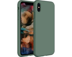 Coverzs Luxe Liquid Silicone case geschikt voor Apple iPhone X / Xs hoesje - Groen - Geschikt voor iPhone 10 / Xs case - Dennen groene case - Beschermhoesje hoesjes - Backcover hoesje - Dennengroen