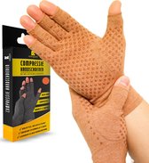 Kangka Reuma Therapeutische Handschoenen - Compressie Handschoenen Maat L - voor Artrose, Reuma, Artritis, RSI, CTS - Unisex - Bruin