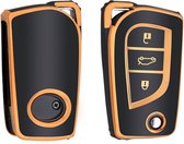 Étui pour clé de voiture Toyota Étui pour clé en TPU durable - Étui pour clé de voiture - Convient pour Toyota -noir-or- C3 - Accessoires de vêtements pour bébé de voiture gadgets