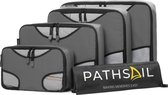 Pathsail® Cubes d'emballage Set 5 pièces - Rangement pour sièges-auto de bagages - Ensemble organisateur de valise - Sac à linge inclus - Gris foncé